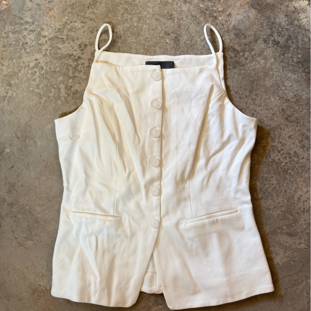 Anthropologie White Button-Front Top